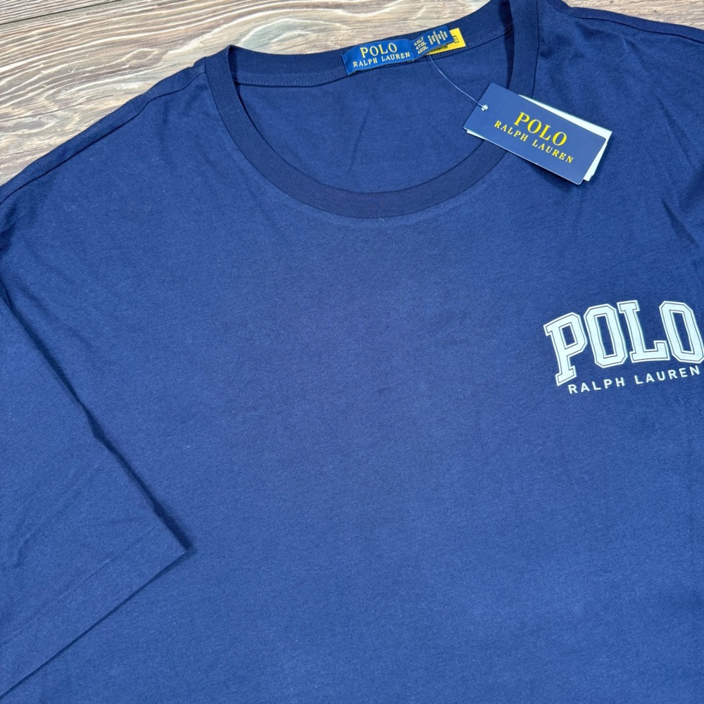 Polo Ralph Lauren Mens Big & Tall Size 4XLT Navy Blue Graphic T-Shirt NWT